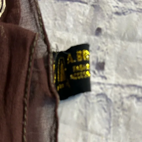 A.BROD 100% RAYON MADE IN INDIA BROWN/BEIGE EMBROIDERED FLORAL SHEER SCARF - Picture 7 of 7